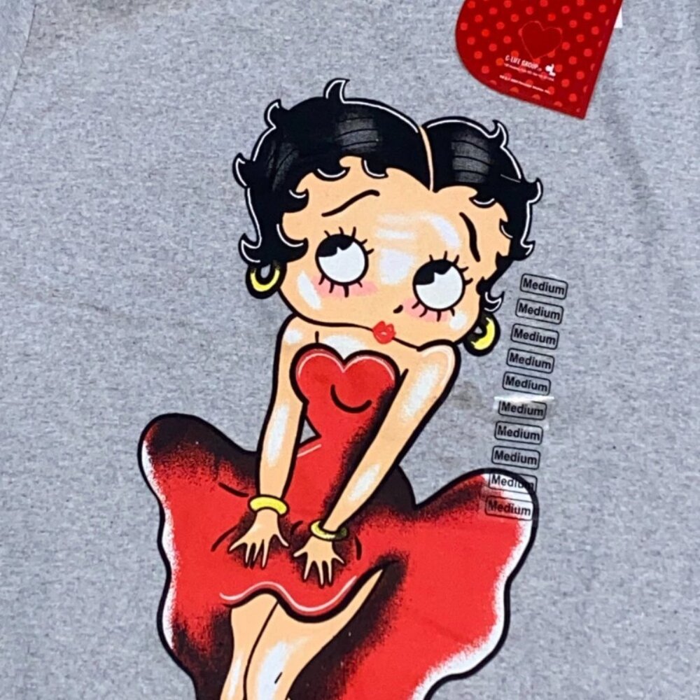 Licensed Betty Boop T-Shirt Tee Size Medium Short Sleeve Gray